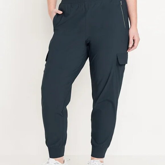 High-Waisted SleekTech Cargo Joggers Navy - Size M - Picture 4 of 4